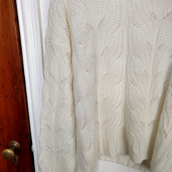 J.CREW Pointelle Cable Chunky Knit Sweater Ivory - Picture 6 of 7